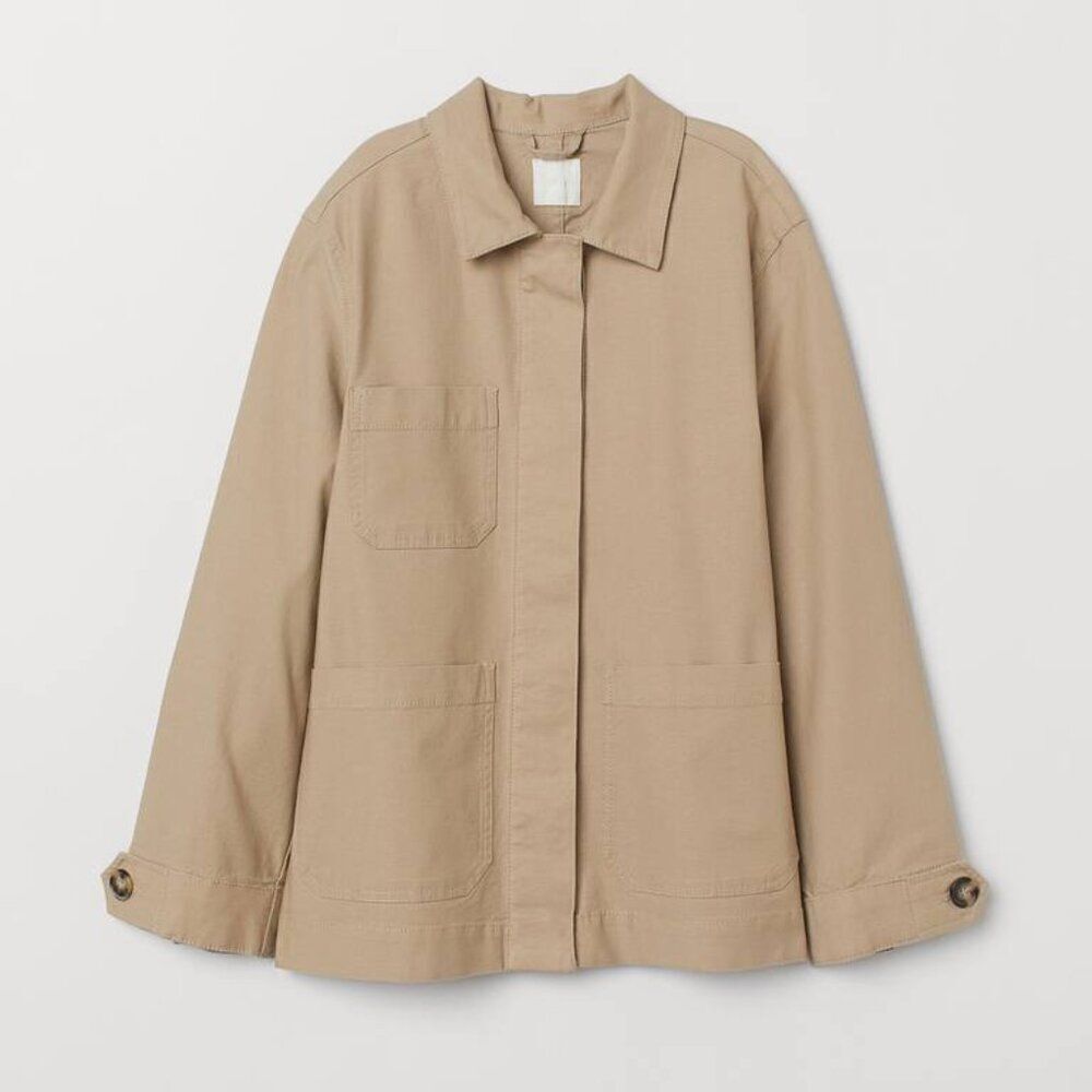 H&M Lightweight Cream Cotton Jacket Size 12